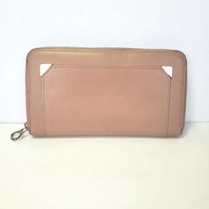 See By Chloe Geniue Leather Zip Around Wallet Beige Light Brown Large Clutch